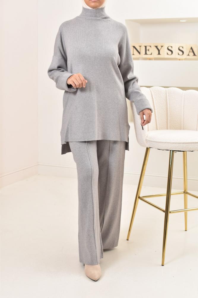 Women's woven knit set SELMA Heather grey