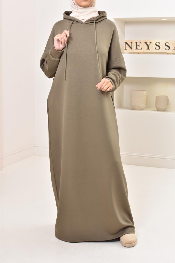 Pulloverkleid mit Kapuze Khaki SIHAM