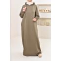 Khaki AMALY hooded sweater dress