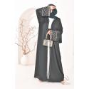 Abaya Dubai Kimono NUSSEYBA dunkelgrün