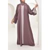 Abaya Dubaï perles brodées Marron glacé