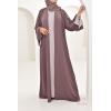 Abaya Dubaï perles brodées Marron glacé