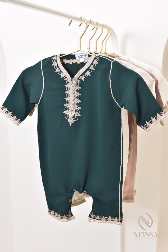 Grenouillère bébé caftan Vert Bouteille