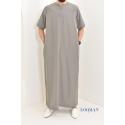 Qamis homme manches courtes AMYR Gris taupe