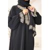 Abaya hijab intégré brodée Mawazine Noir
