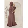 Abaya hijab intégré brodée Mawazine Dark Nude