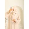 Abaya hijab integrated embroidered Mawazine Beige