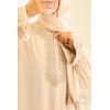 Abaya hijab intégré brodée Mawazine Beige