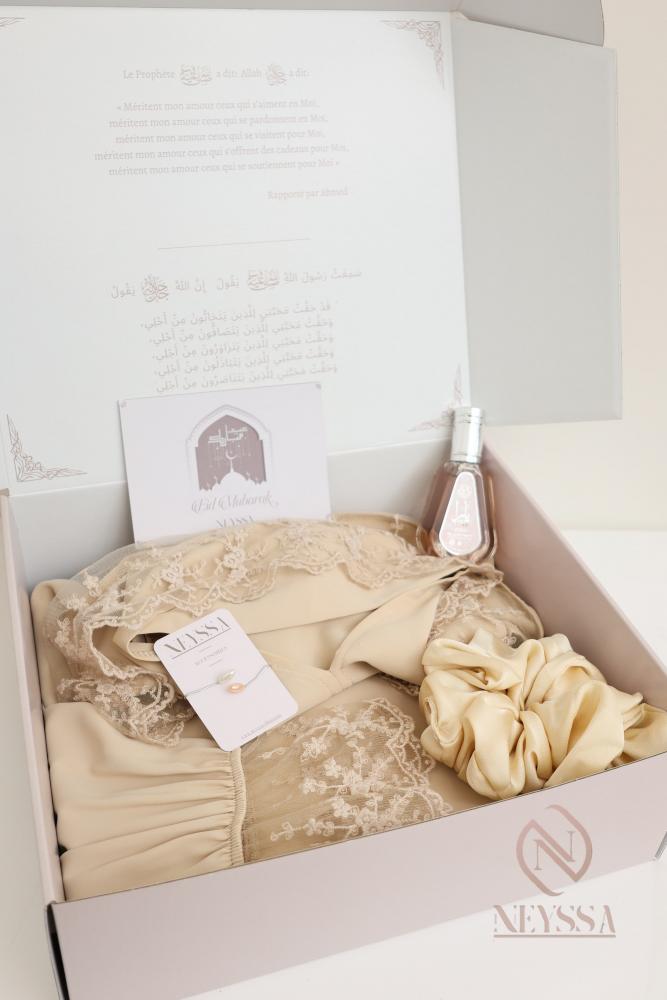 Box abaya hijab intégré DENTELLA Beige