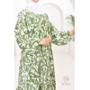 Langes grünes Kleid mit Print 