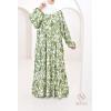 Langes grünes Kleid mit Print 
