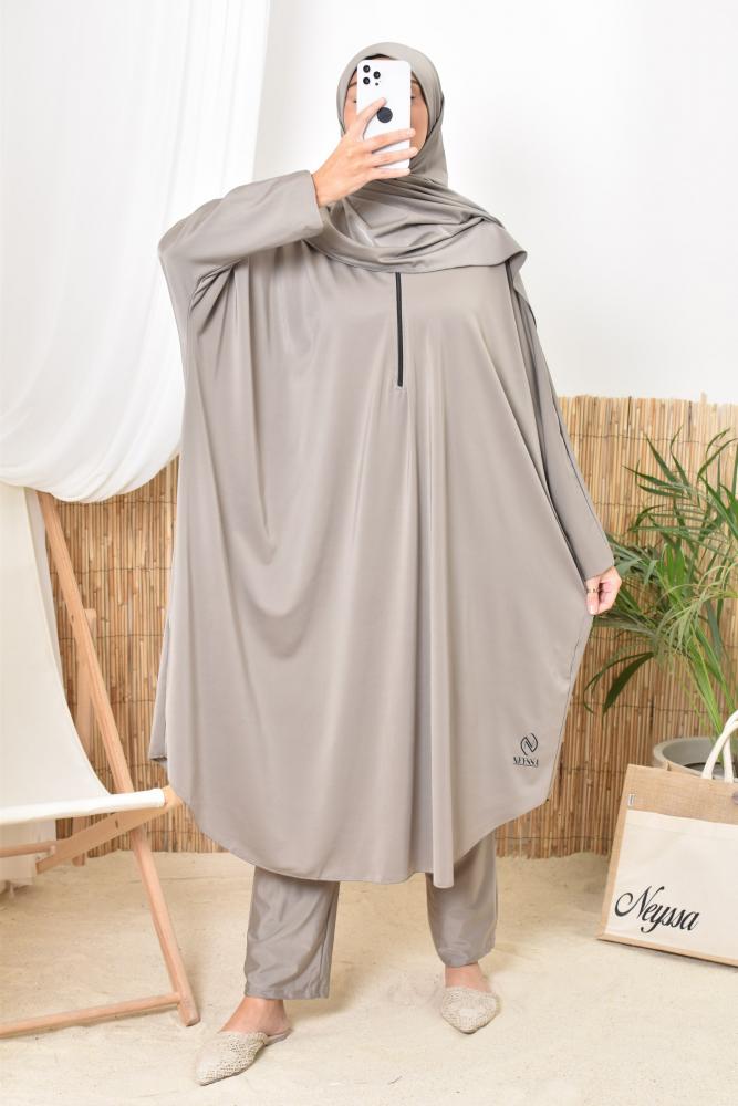 Burkini large size butterfly RAWAA light Taupe