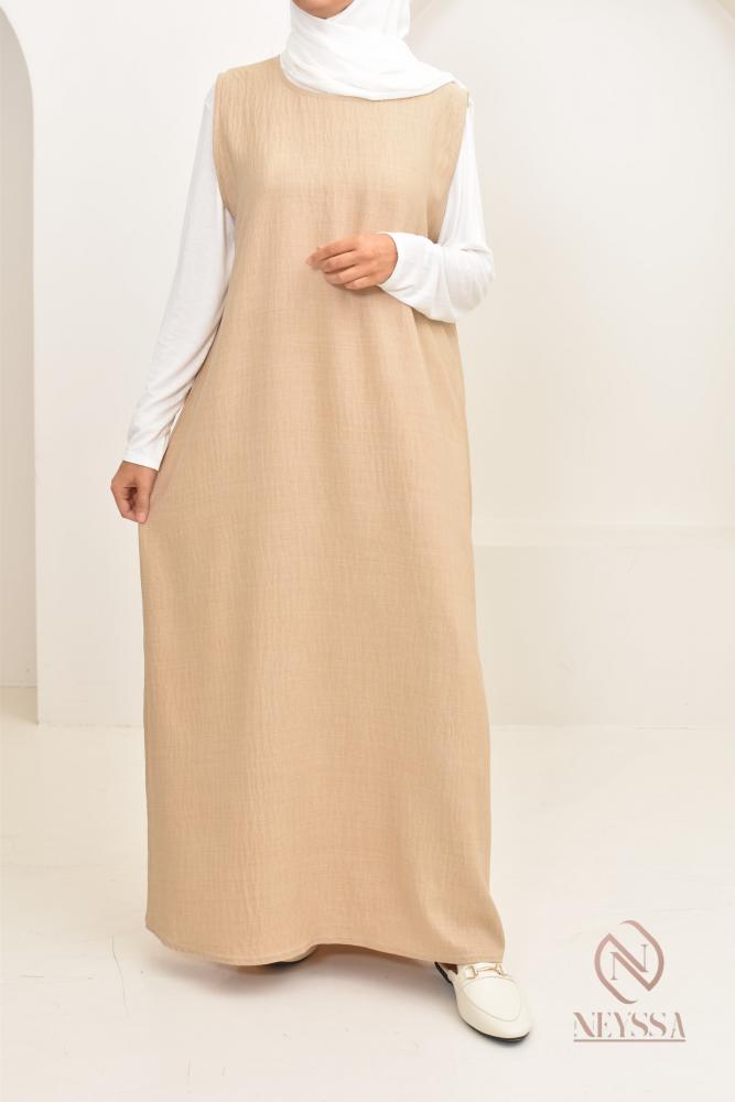 Linen-effect sleeveless dress