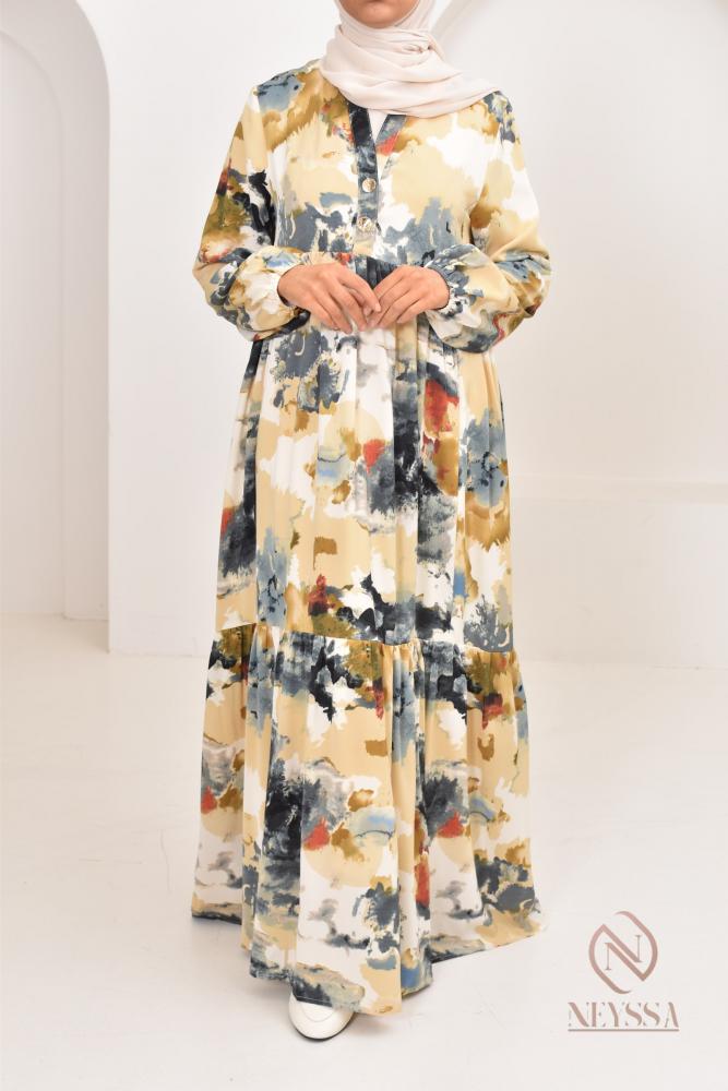 Langes Kleid mit trendigem Aufdruck Neyssa Shop