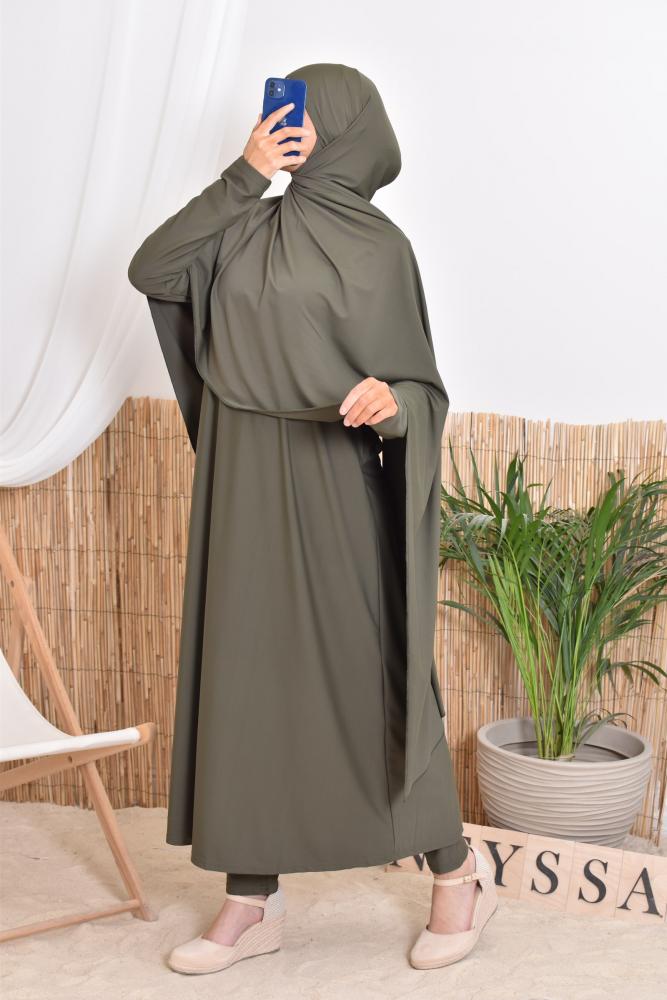 Burkini lange Hijab zum Binden LUJAYN Kaki